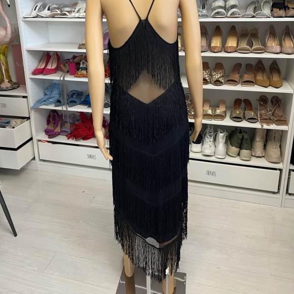 ASOS Black fringe midi dress (flapper) - Picture 4 of 6